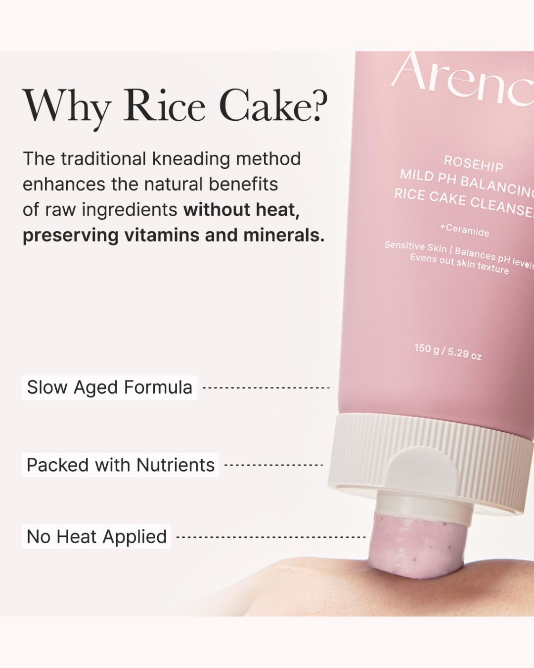Arencia Rosehip Mild PH Balancing Rice Cake Cleanser (150g)