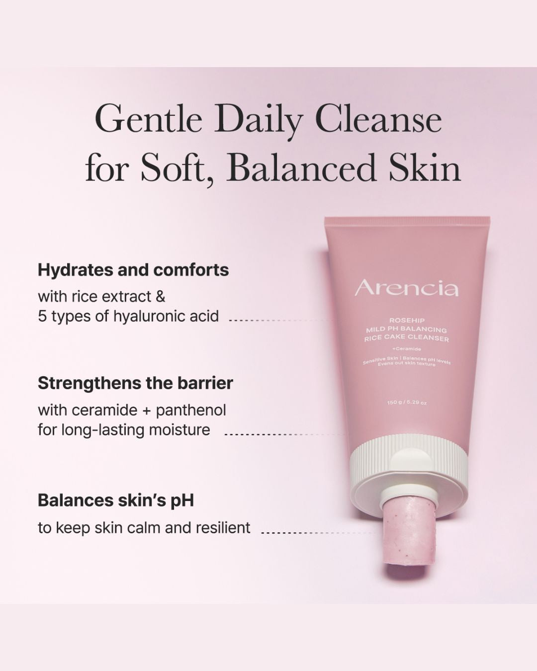 Arencia Rosehip Mild PH Balancing Rice Cake Cleanser (150g)
