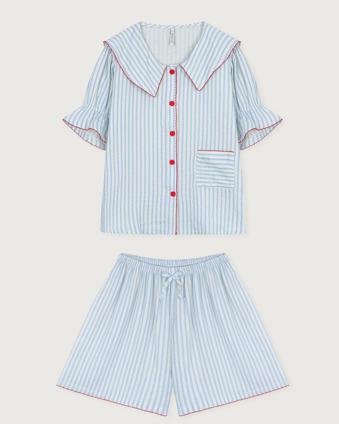 [PREORDER] Lunaluz Billy Stripe Cotton Sailor Collar Pajama Set (Dispatch Date: 17-21 Aug)