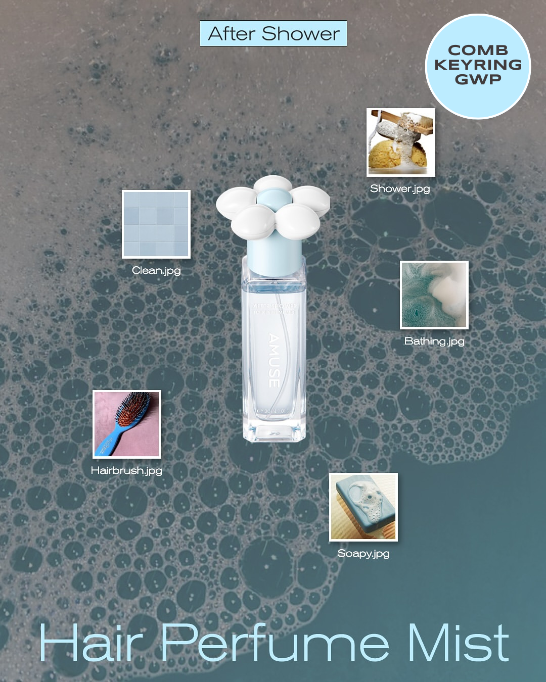 [PROMO] AMUSE Limited Edition Hair Perfume Mist + Comb Keyring GWP